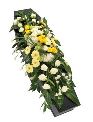 Yellow and White Casket Spray